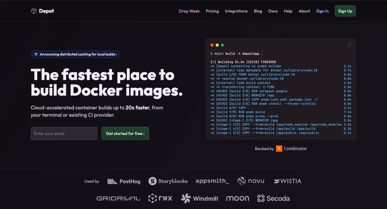 Depot Home Page - "The Fastest Place To Build Docker Images"