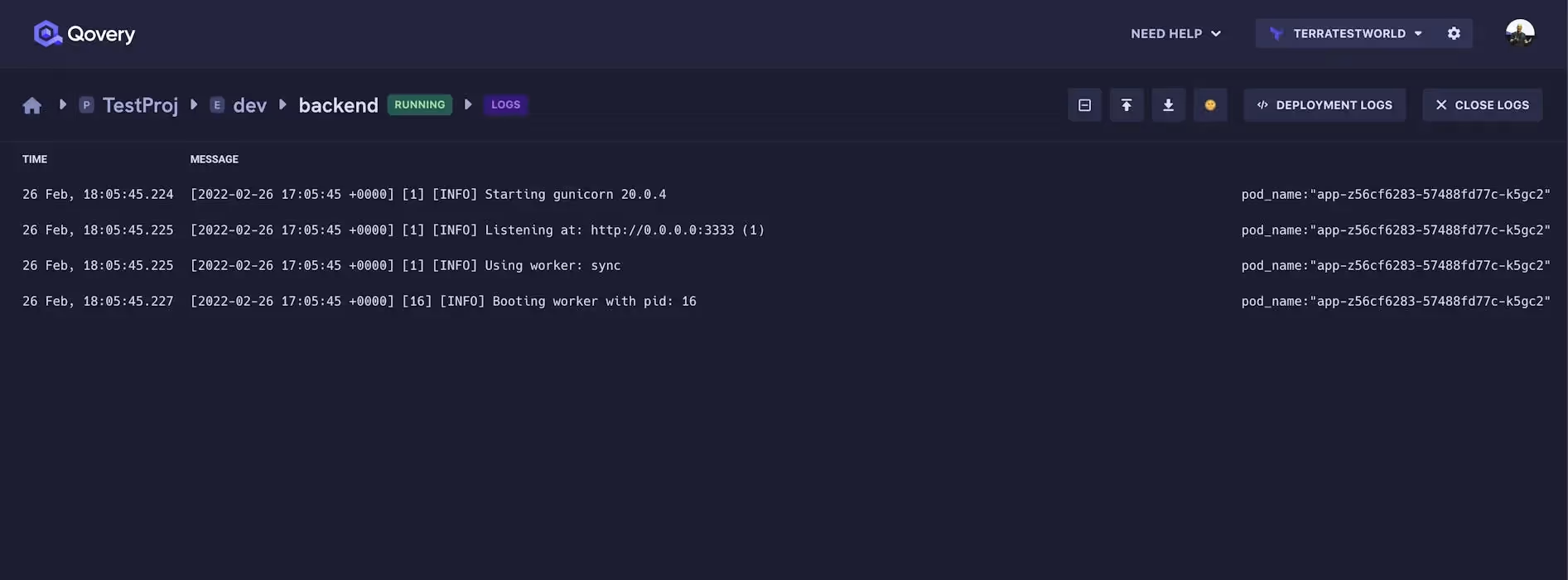 I can even watch my app logs in real time