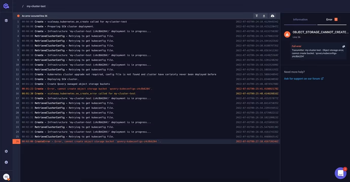 Infrastructure logs 