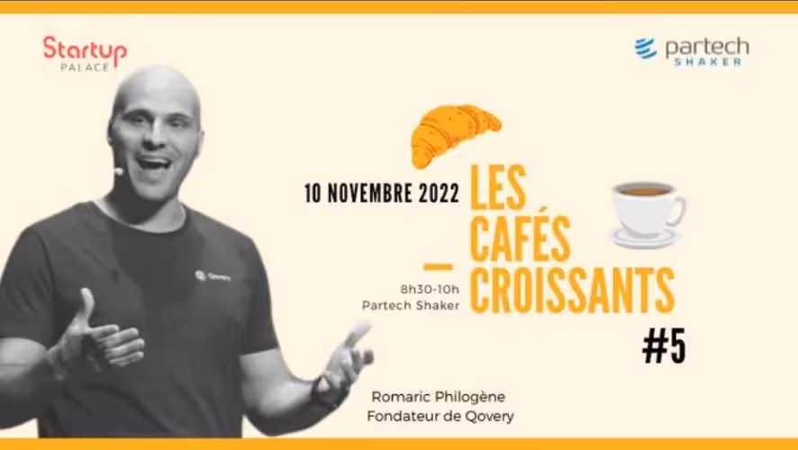 Coffee and croissant by Startup Palace & Partech Shaker with Romaric (CEO at Qovery)
