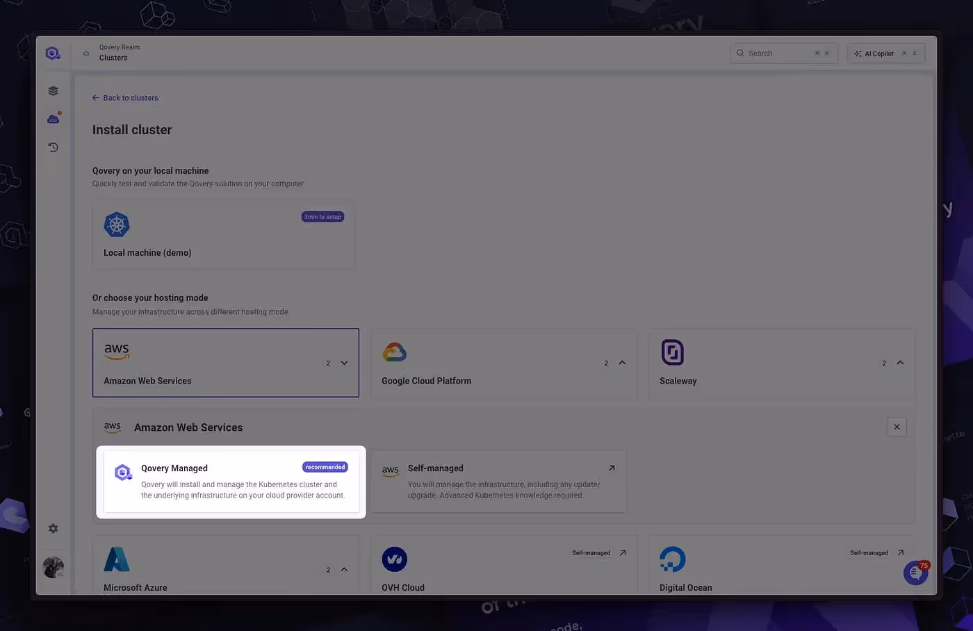 Cloud provider selection on Qovery