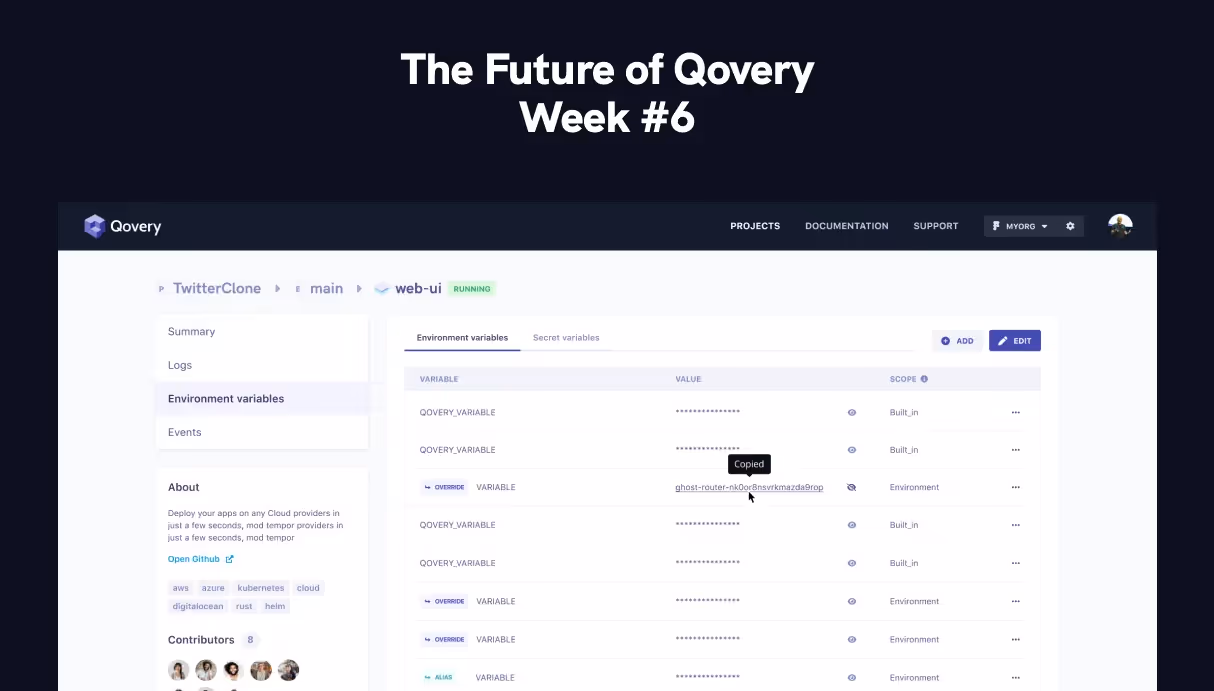 Environment variables and Secrets - The Future of Qovery - Week #6