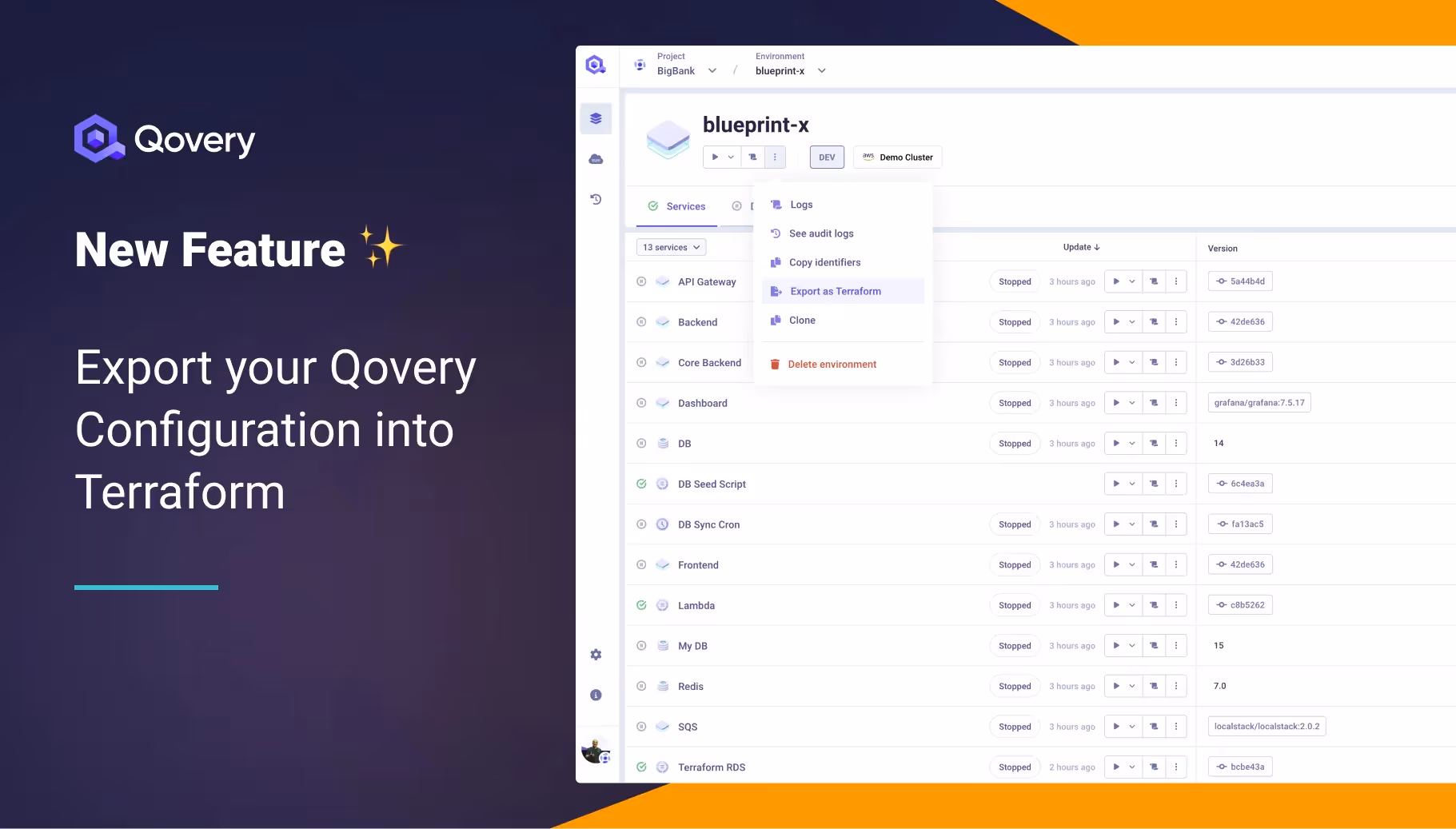 Export Your Qovery Configuration into Terraform Manifest in One Click