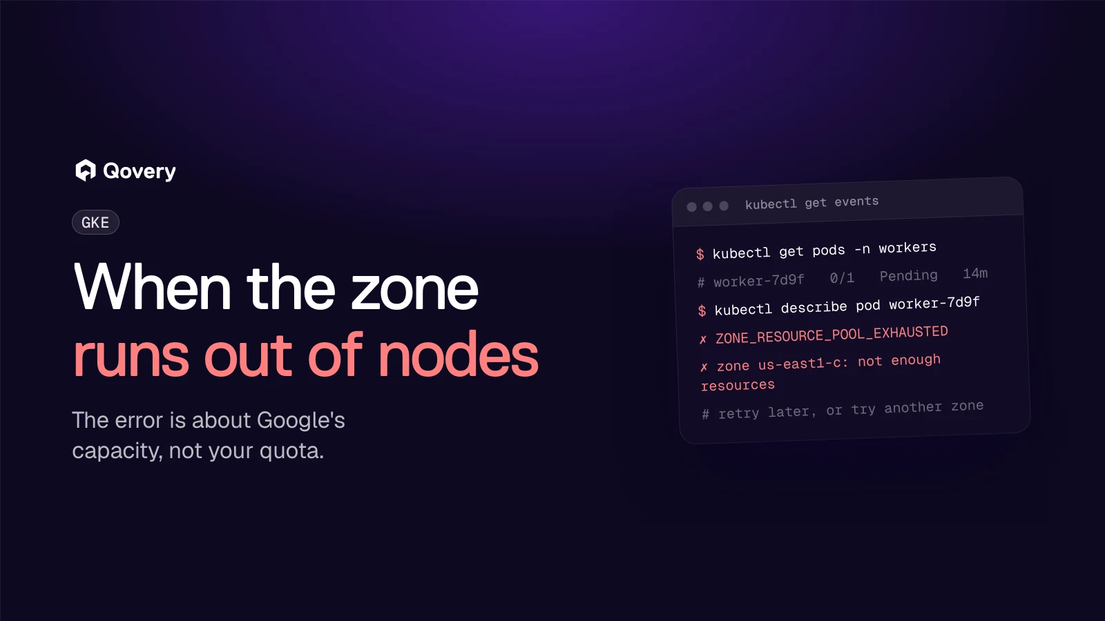 A GKE pod stuck in Pending with a ZONE_RESOURCE_POOL_EXHAUSTED error in us-east1-c