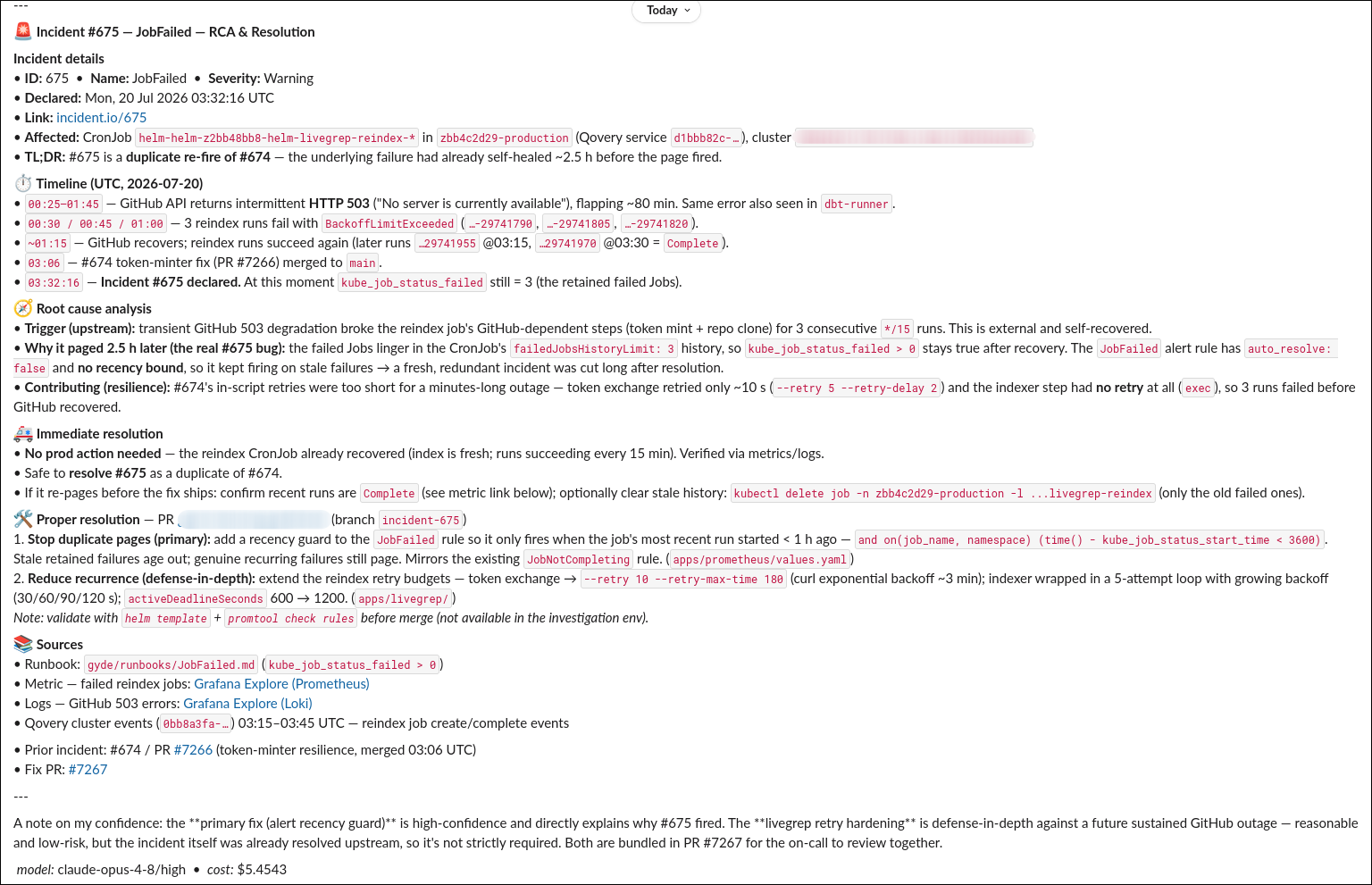 An AI agent producing a cluster health report in Qovery Cloud Shell