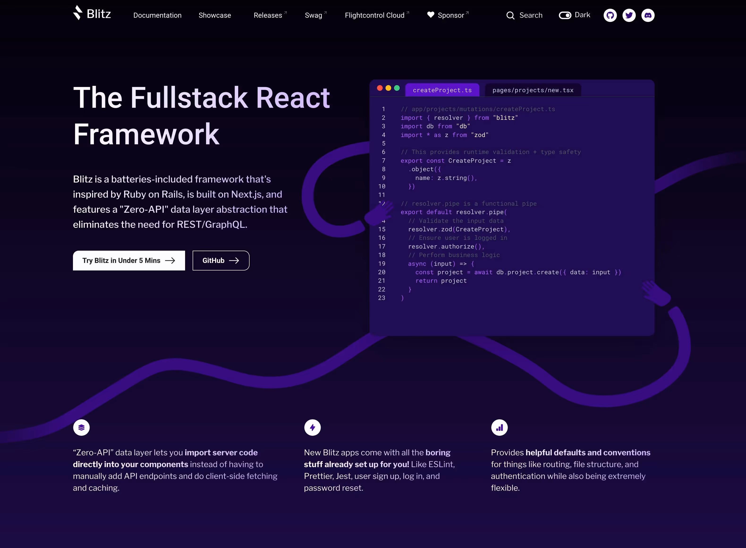 BlitzJS landing page