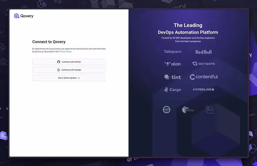Qovery's console 