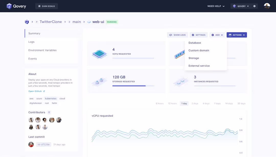 All in one interface to deploy your apps on your AWS account