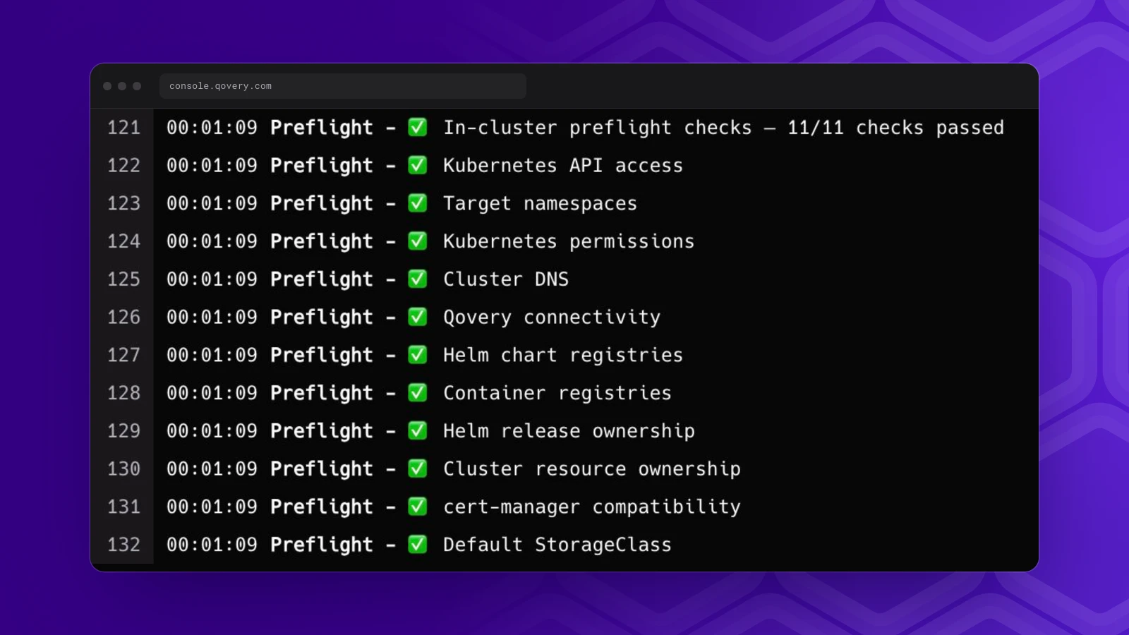 Preflight checks in the cluster deployment logs