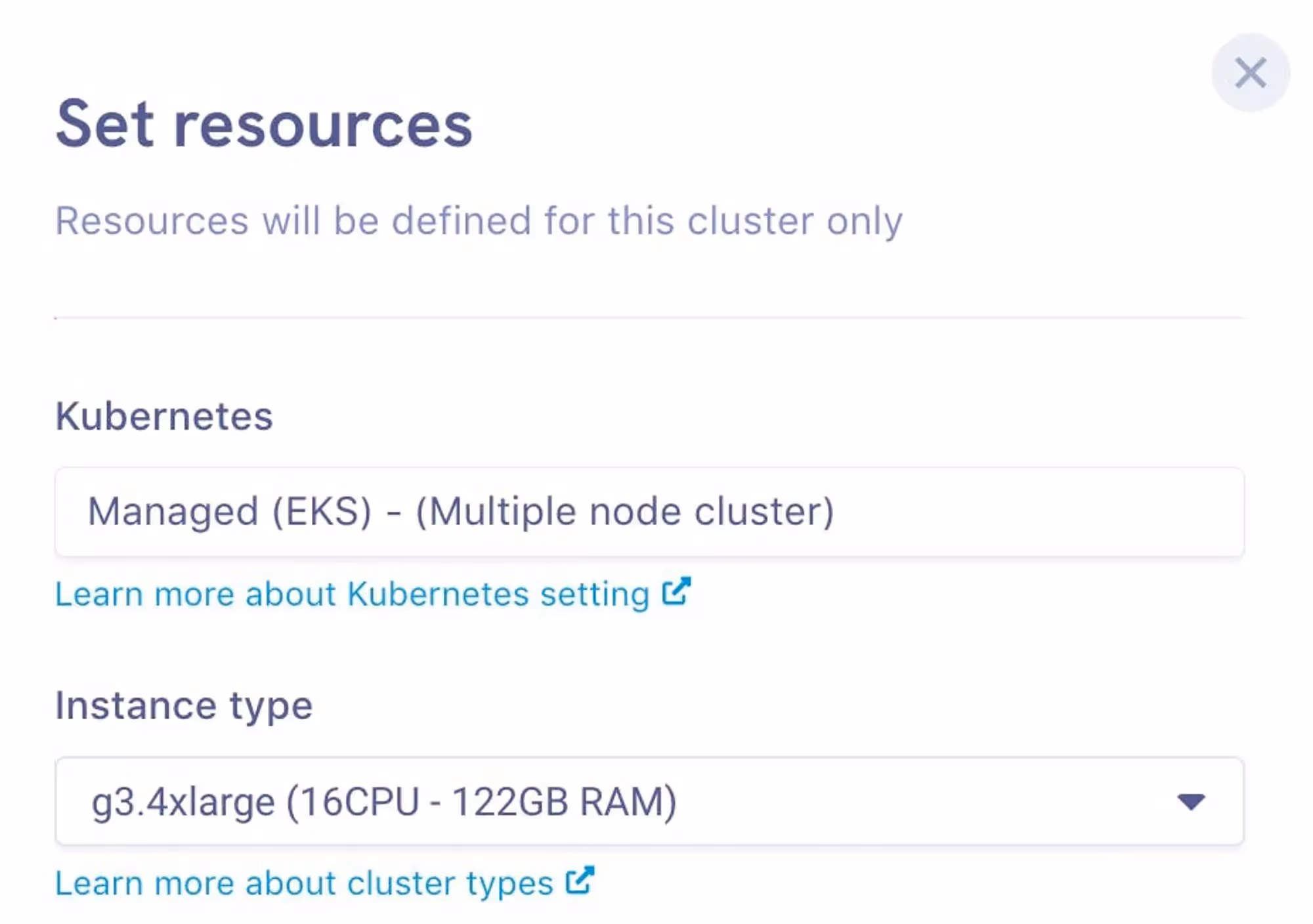 Instance Type Choice Panel