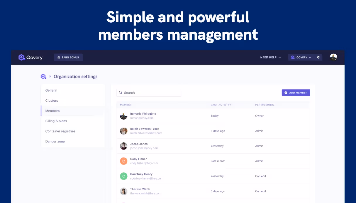 Simple and powerful user management feature