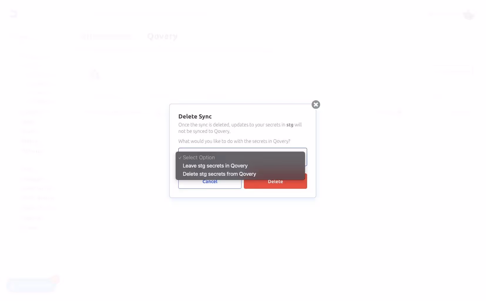 When deleting the Doppler sync with Qovery - you can choose to leave or delete the secrets from Qovery