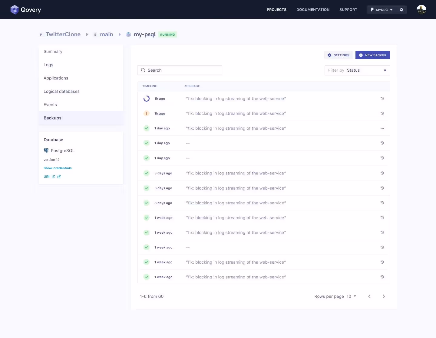 Database backup