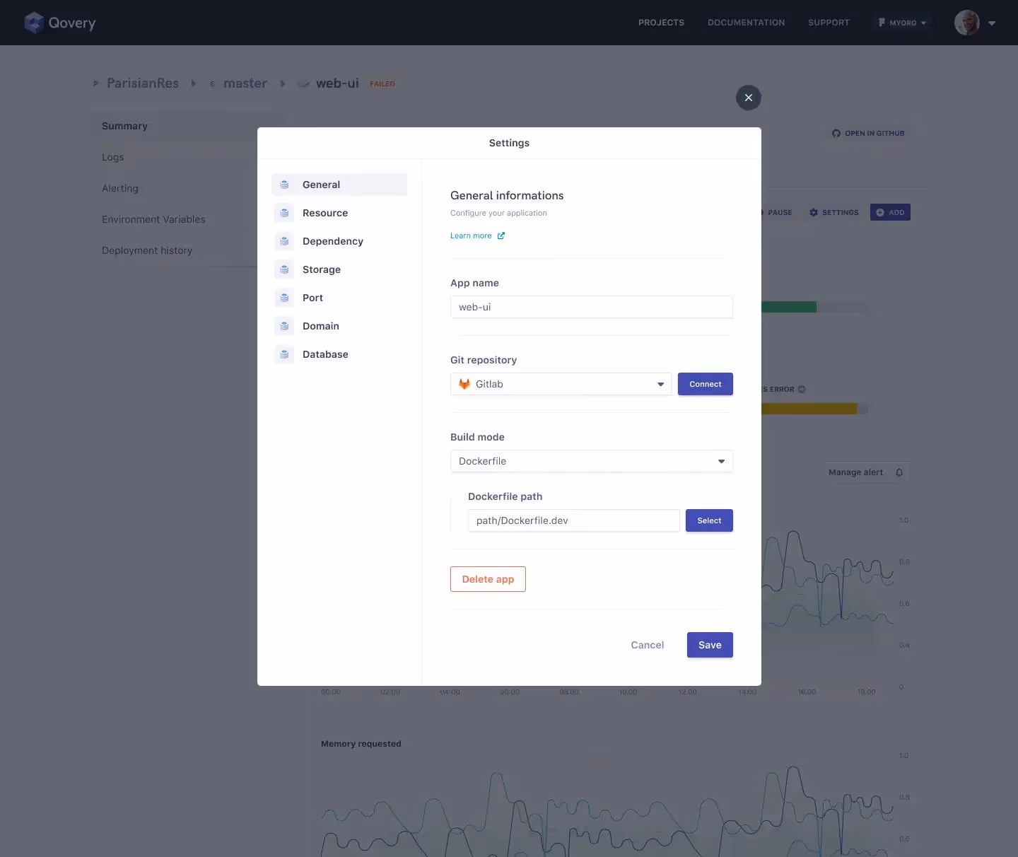 In development: this is the new web console to associate your git repository and choose your Dockerfile