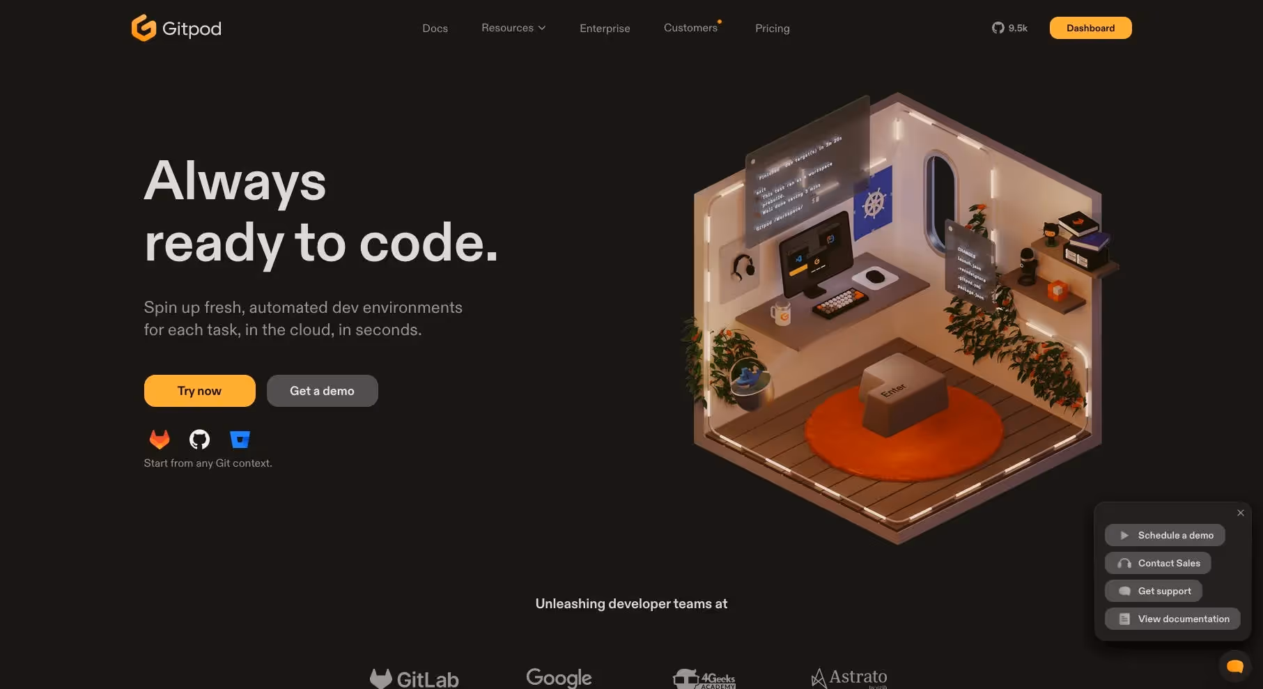 Gitpod Landing Page