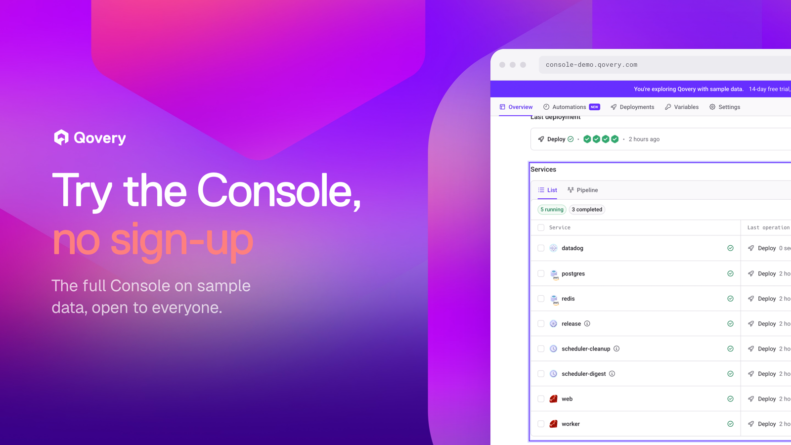 Try the Qovery Console Without Signing Up