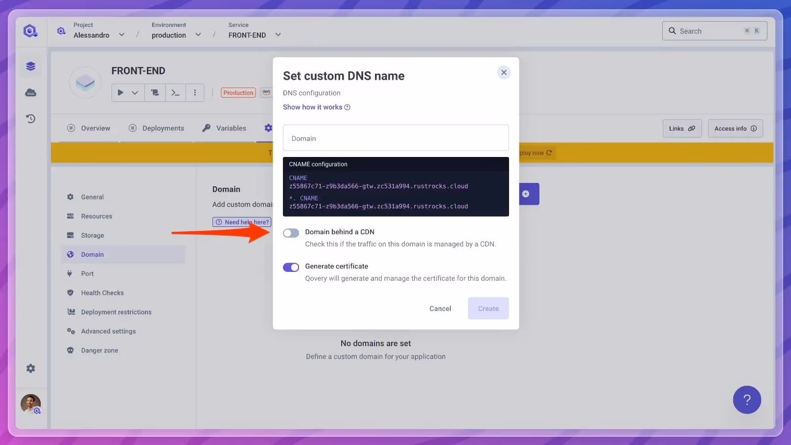 Domain behind a CDN