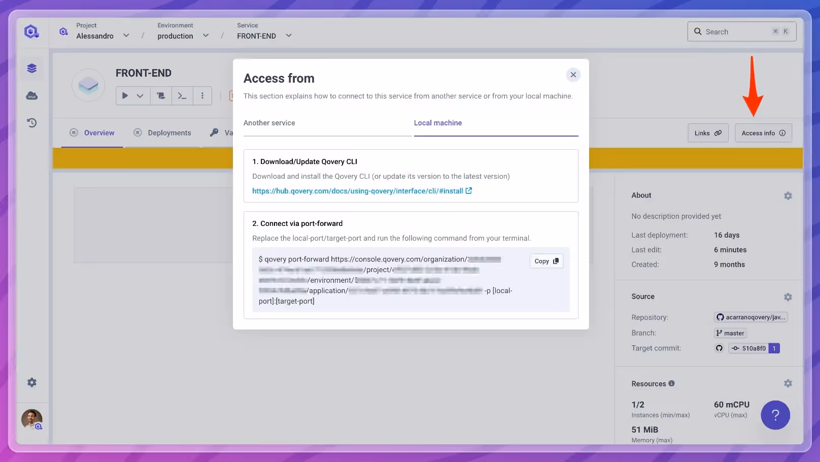 Access info section