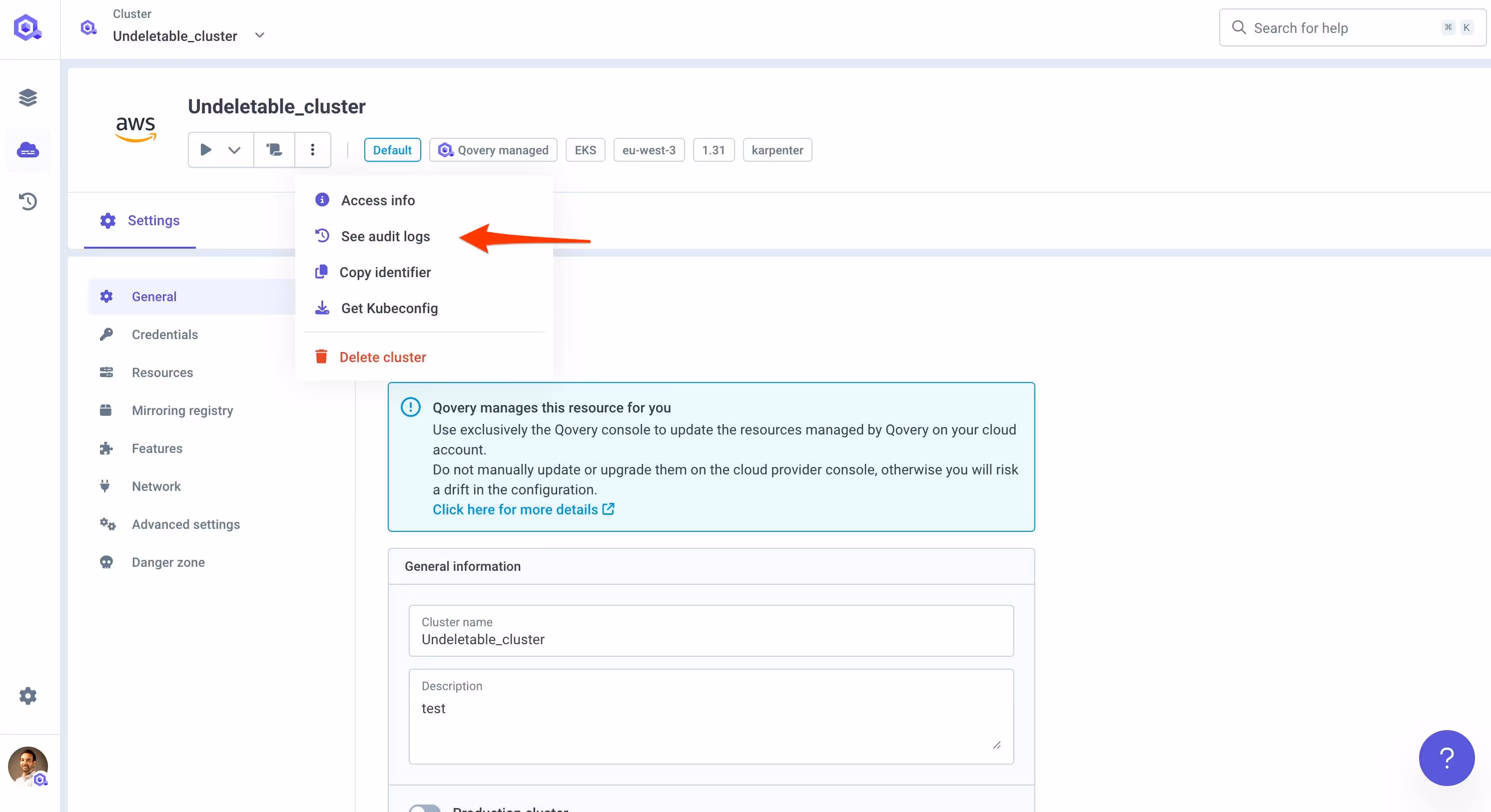 Audit log cluster