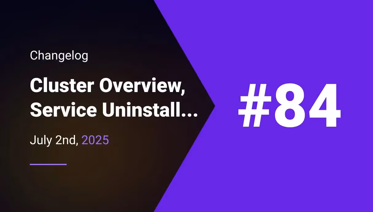 Cluster overview, Service uninstall, Cluster credentials management, Revamped network for clusters