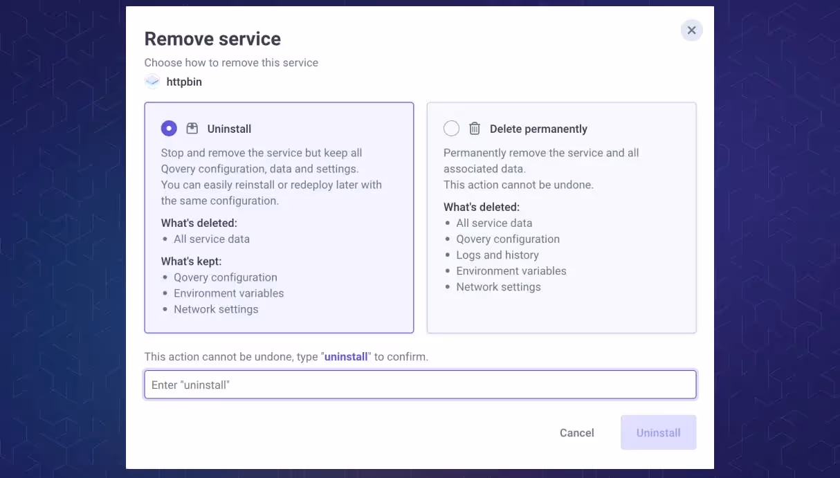 Remove service - uninstall and delete