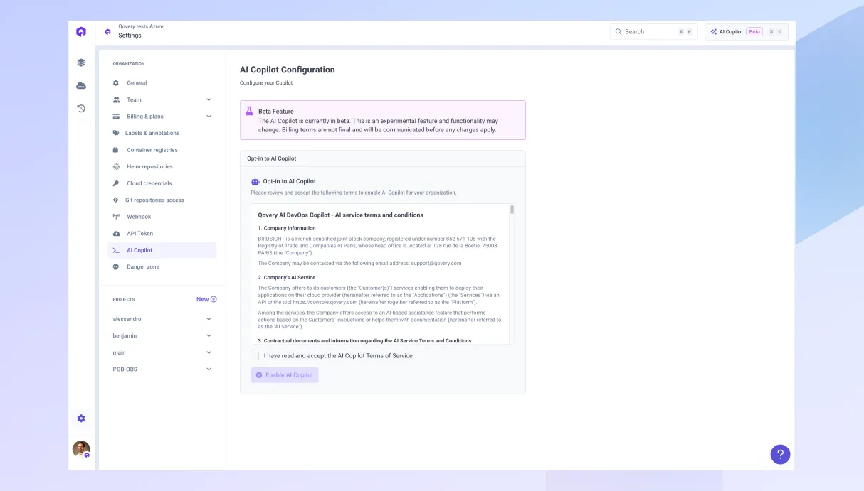 Copilot Activation Screen