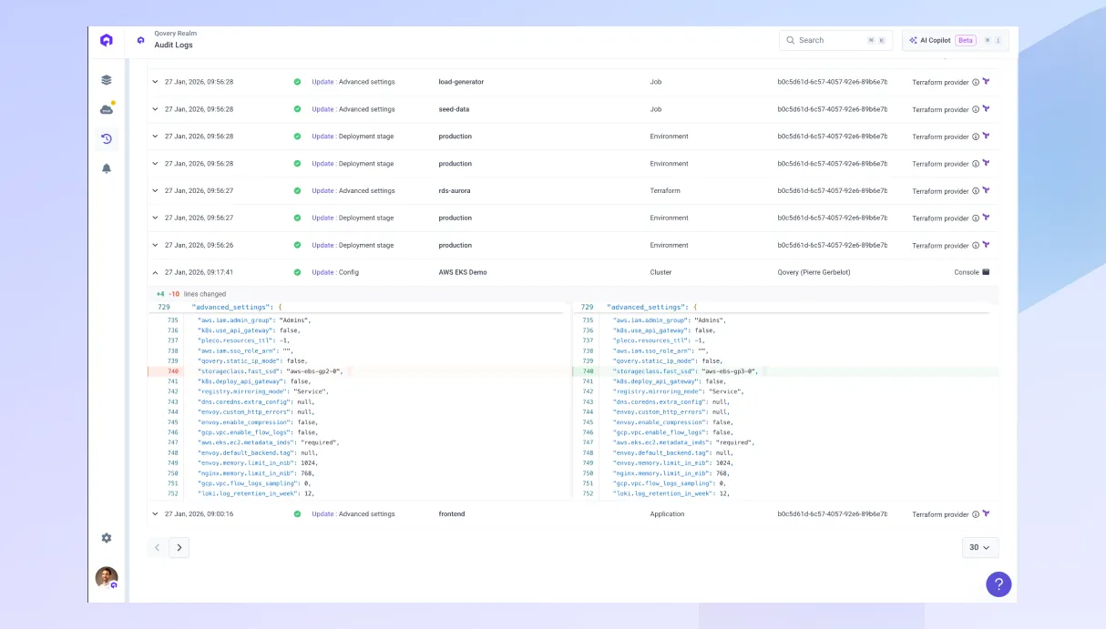 Audit Log diff viewer