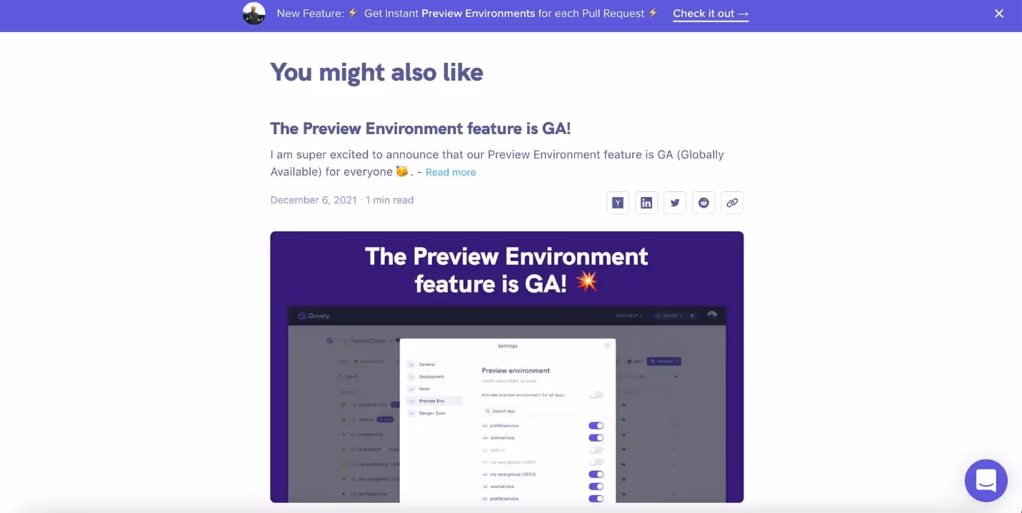 Recommandation on the article page 