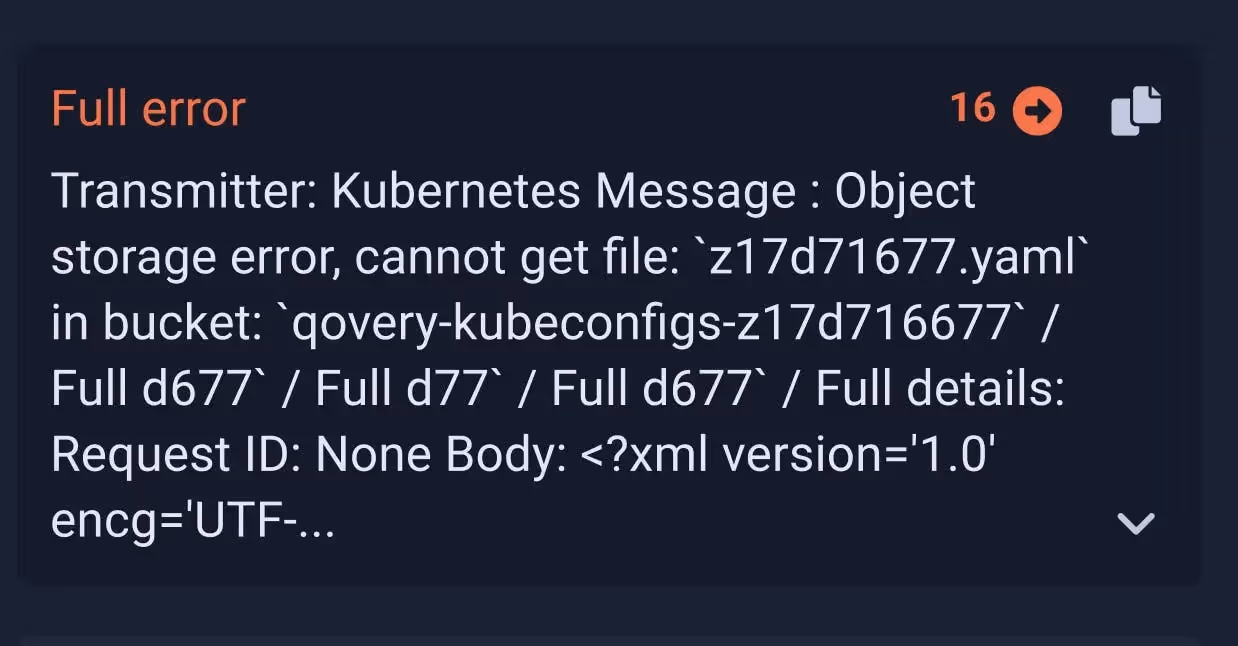 Message where the double click redirect you to the error line