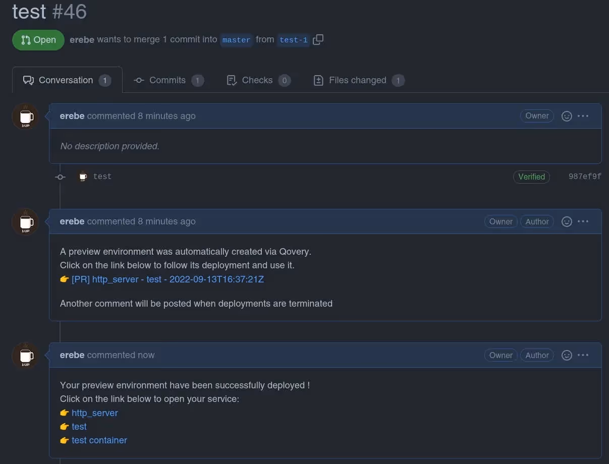 Preview Environments New Message on PR