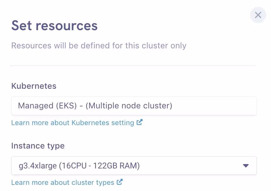 Instance Type Choice Panel