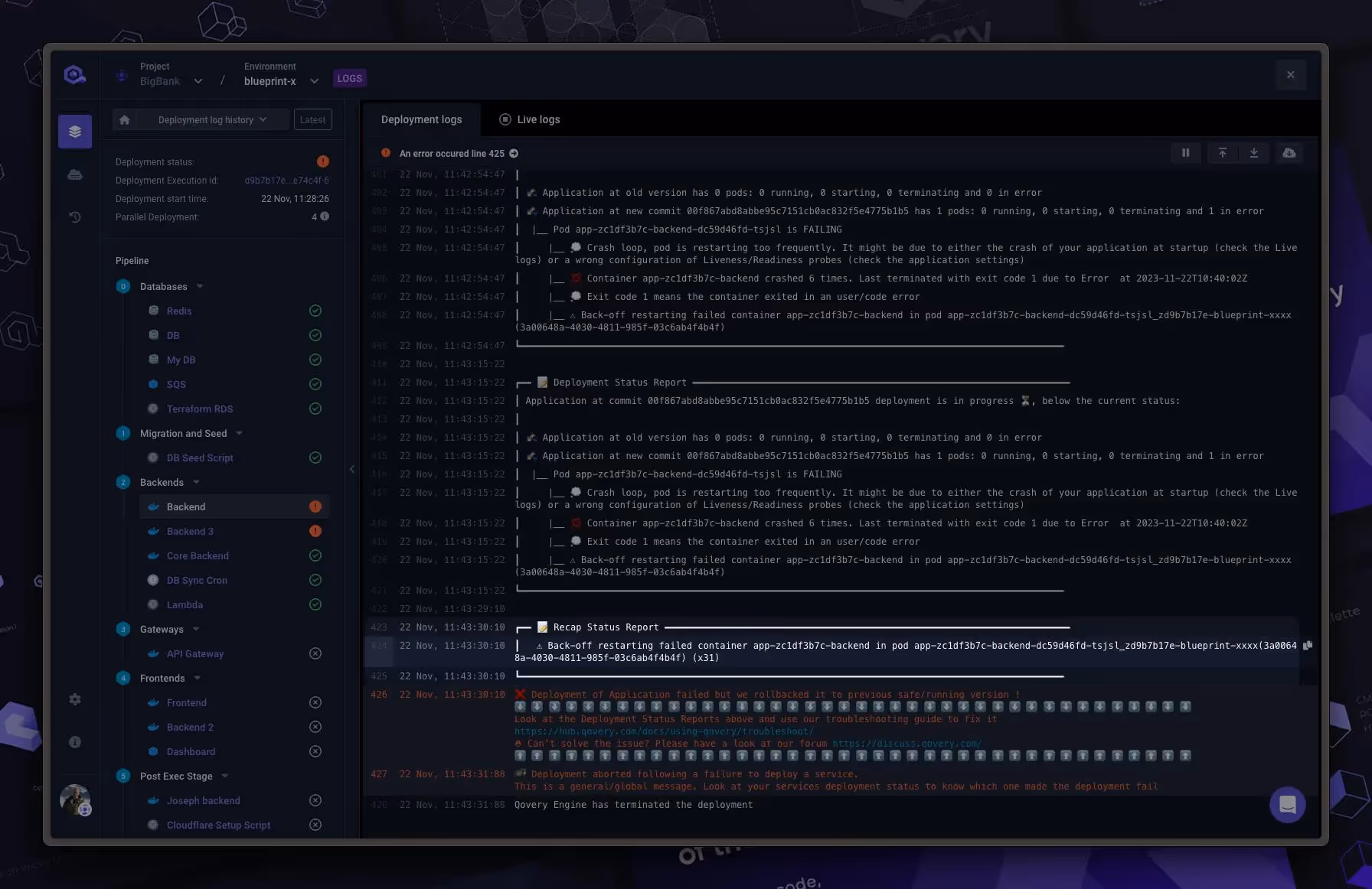 Deployment Error Recap - Qovery