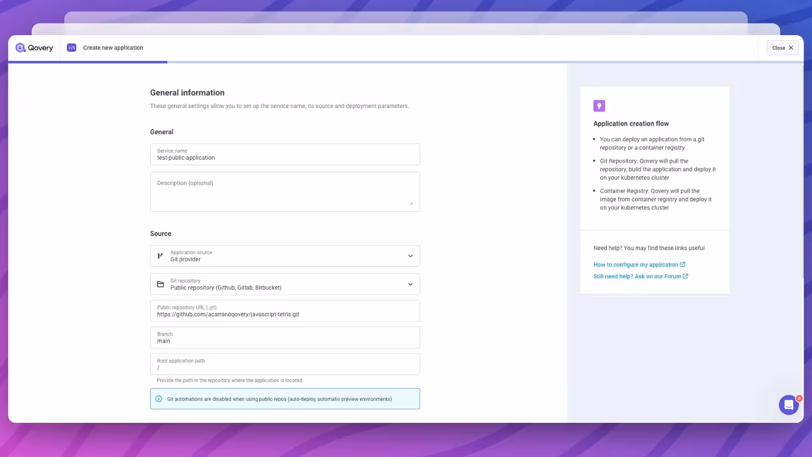 Deploy from a public git repository