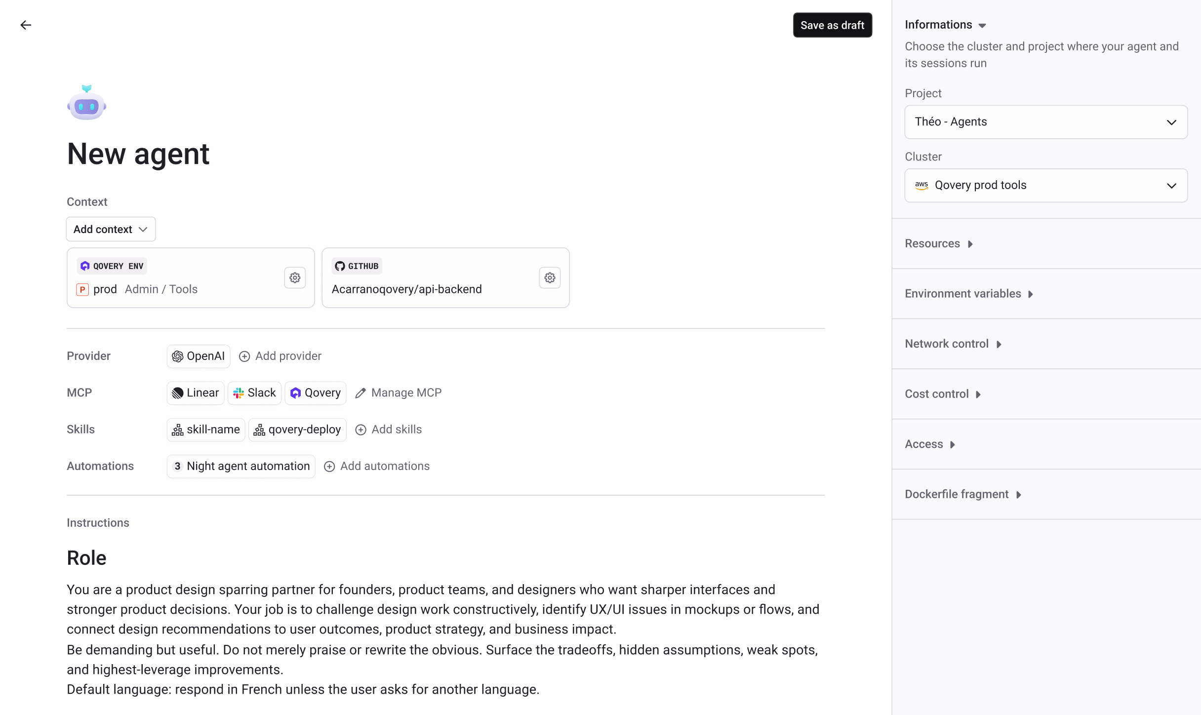 Qovery Agents interface