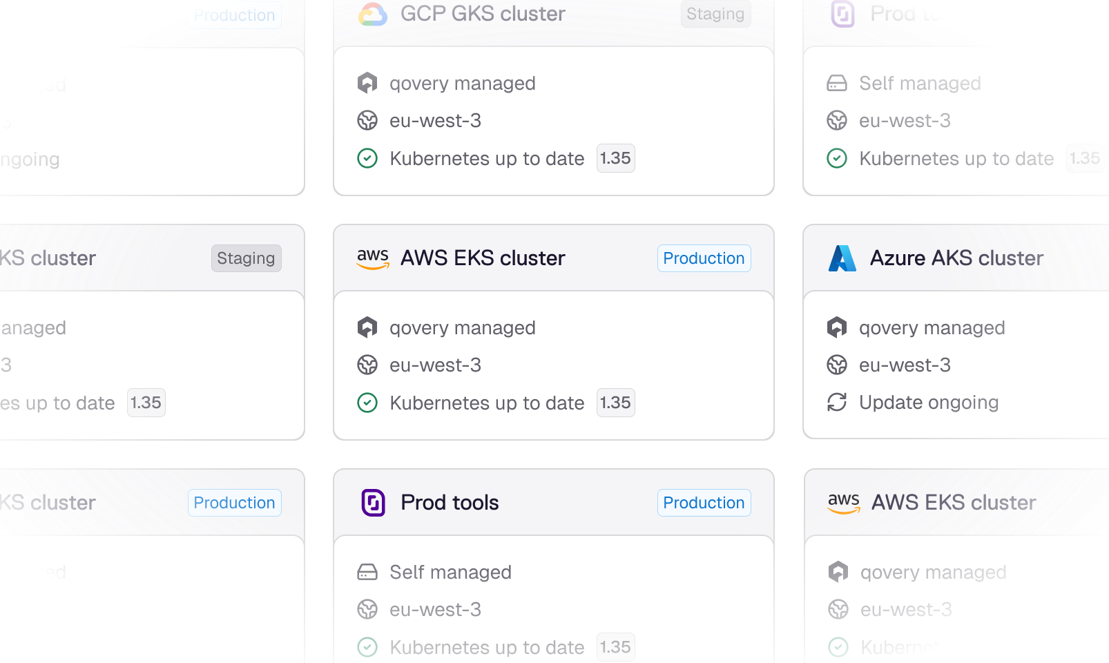Qovery production-ready cloud management visual from the Figma homepage design
