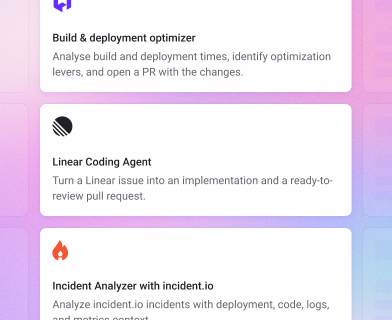 Ready-made infrastructure automation templates for build optimization, coding and incident analysis