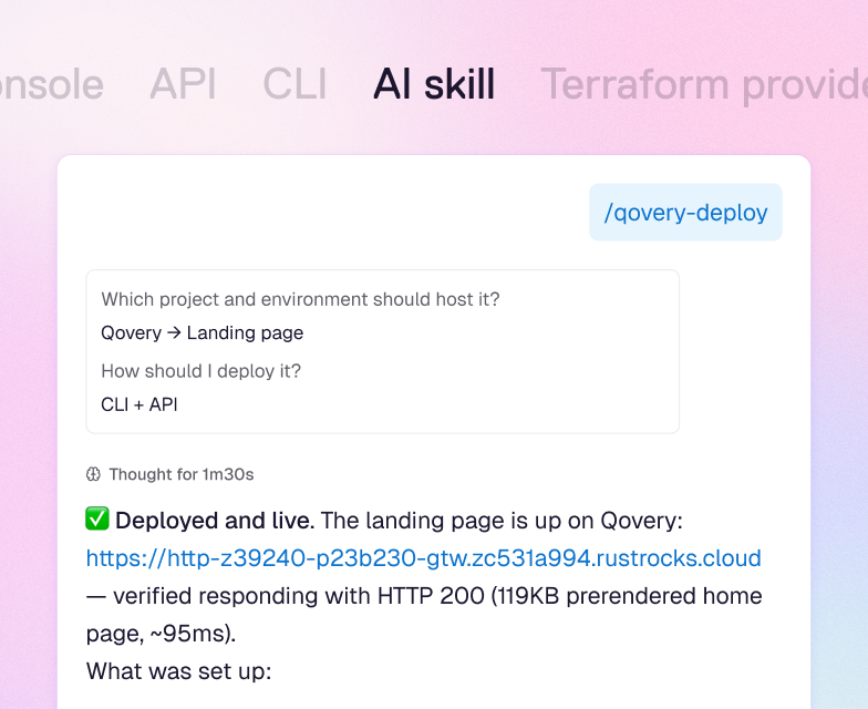 Deploy through an AI agent using the Qovery skill